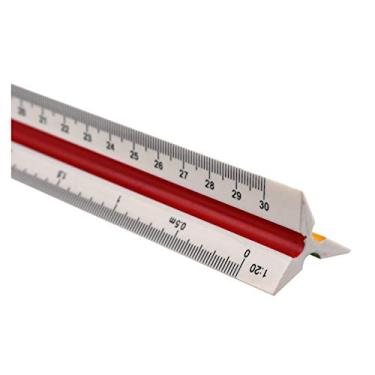 Imagem de Régua de escala triangular métrica arquiteto de 30,5 cm, ferramenta de desenho triangular para projetos de engenheiros multicoloridos - plástico