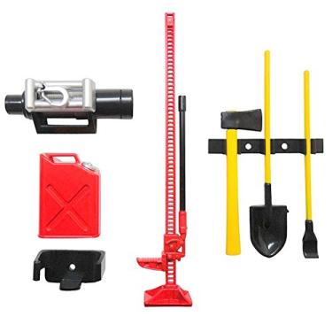 Imagem de Conjunto de acessórios para escala de rochas 1/10 RC com lata de gás, guincho, macaco, pá, machado e pry bar Apex RC Products 4053