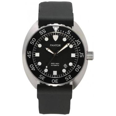 Imagem de Relógio Masculino Dive com Moldura Giratória, Cristal Safira e Pulseira de Borracha, PANTOR Nautilus, Preto