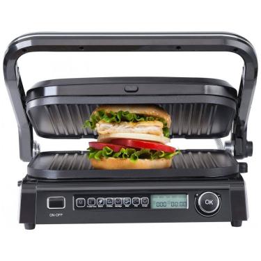 Imagem de Sanduicheira e Grill Elétrico 7 em 1 de com Superfície Antiaderente e Removível, Controle de Temperatura e Display LCD, 1800W, 110v, VEVOR, Preta