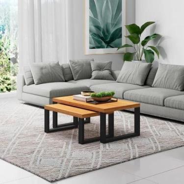 Imagem de Kit Mesas de Centro Industrial MDF Freijó/Preto Fosco - Dallacosta