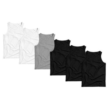 Imagem de Kit 6 Regatas Masculina Camiseta Lisa Premium Algodão Camisa - Basic F