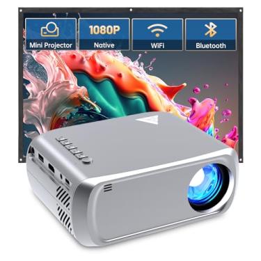 Imagem de Ohdil Mini Projetor Com Suporte Wi-Fi Portátil, De Filmes Hd 1080P 170", Compatível Celulares/Tablets/Laptops/Tv Stick/Ps4/Hdmi/Usb, Cinza