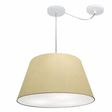 Imagem de Lustre Pendente Cone Com Desvio De Centro Vivare Md-4283 Cúpula Em Tecido 35x50cm - Bivolt Algodão-crú 127/220v
