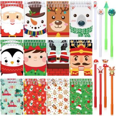 Imagem de Conjunto de mini cadernos de Natal Tenceur 48 unidades com caneta esfe