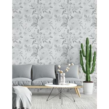 Imagem de ESSMOKO Papel de parede PVC impermeável autoadesivo hotel quarto fundo adesivo de parede cinza 44 * 1000 cm