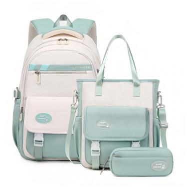 Imagem de Mochila escolar Mildame infantil juvenil azul, conjunto 3 peças, mochila leve infantil, unissex, com pingente decorativo, à prova d’água