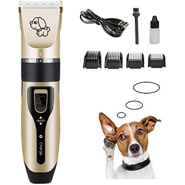 Imagem de Maquina De Tosa Profissional Pet Sem Fio,4Pentes de Altura,À prova d'água com cabo USB-Ideal Para Retoques e Acabamentos Em Cães e Gatos