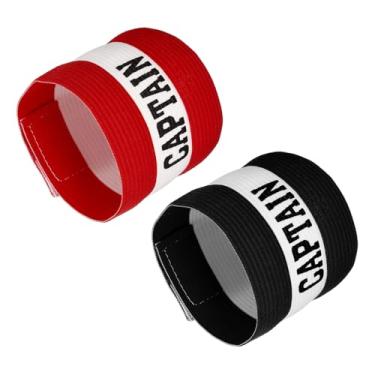 Imagem de YOKIVE Conjunto de braçadeira de capitão, emblema de braço de proteção de nylon, flexibilidade ajustável, ótimo para treinamento de equipe, competições (preto vermelho, 11,8 x 3,5 polegadas)