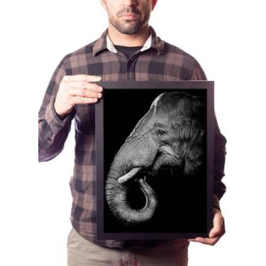 Imagem de Quadro Prosperidade Elefante Savana Preto E Branco - Fanarte