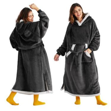 Imagem de Cobertor Vestível com Capuz Bedsure Sherpa - Unissex - Aveludado e Que