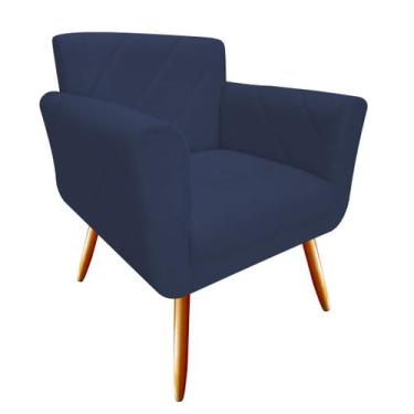 Imagem de Poltrona Decorativa Sabrina Suede Azul Marinho Pés Madeira Ms Decor - 