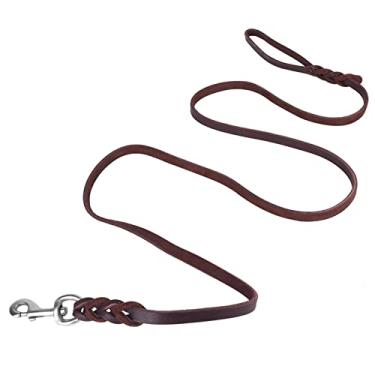 Imagem de Generic Coleira de Couro Marrom Escuro Coleira de Cachorro de Cachorro de de Couro de, 3types Pet Dog Leader Leash Leather Cão de Segurança Corda de Treinamento de (Comprimento do material 1 metro