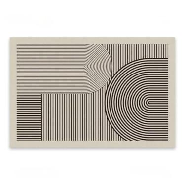 Imagem de Tapetes brancos minimalistas para sala de estar, área grande, linhas abstratas, quarto, design listrado, padrão geométrico (120 x 160 cm, 3,9 x 5,2 pés/QR-4)