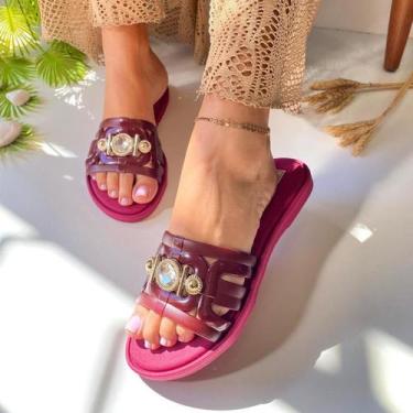 Imagem de Sandalia Feminina Veneza Strass Brilho Rasteirinha Antiderrapante Chin