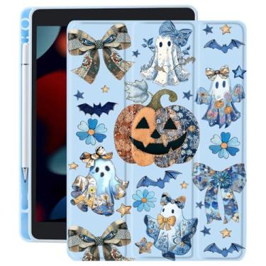 Imagem de CozyNestCY Linda capa com arco fantasma abóbora para iPad 10,9 polegadas 10º Dia das Bruxas capa estética retrô com parte traseira transparente transparente hibernar/despertar automático à prova de