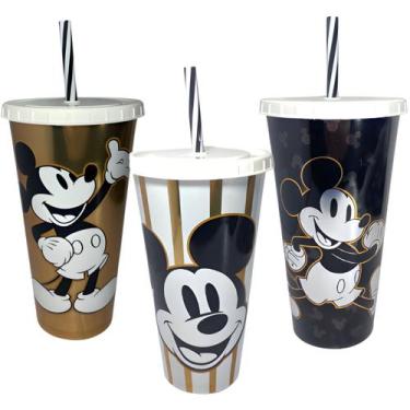 Imagem de Copo refri com tampa canudo mickey adulto 700ml plastico agua suco - L
