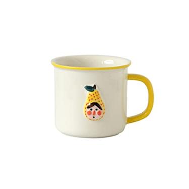 Imagem de GRFIT Caneca de frutas em relevo copo de água infantil pintado à mão copo de café da manhã copo de café de escritório caneca de café (cor: amarelo)