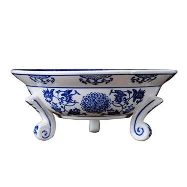 Imagem de Fruteira Tigela de Fruteira Novo Estilo Chinês Prato de Frutas Redondo Cerâmica Casa Sala de Estar Decoração de Cozinha Retro Porcelana Prato de Frutas Tigela de Doces Cesta de Frutas (Tamanho: B)