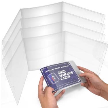 Imagem de Porta-cartões Mahjong 2025, serve para tamanho grande (15,5 cm x 10,2 cm), capa protetora durável, capas de plástico transparente para cartão NMJL, conjunto de protetores de cartão Mahjong (pacote com