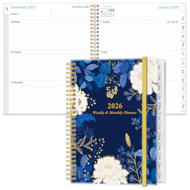 Imagem de Agenda 2026 - Agenda acadêmica 2026 de novembro de 2025 a dezembro de 2026 com 12 abas mensais, capa flexível, bolso interno, 21,6 cm x 28 cm, flor de folha azul