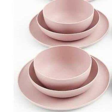 Imagem de Jogo Pratos Aparelho De Jantar em Polipropileno Durável (2 kit - 6 peças Rosa)