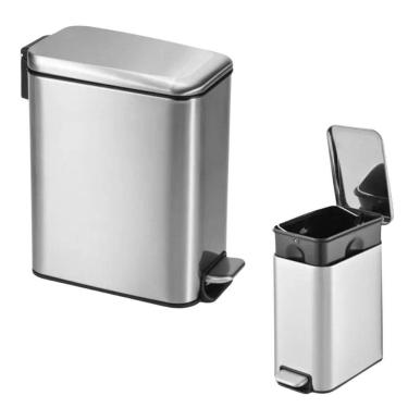Imagem de Lixeira Inox Retangular Multiuso 05 Litros Cesto Removível