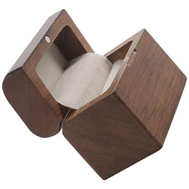 Imagem de Anéis masculinos caixa de anel de casamento de madeira caixa de proposta de anel antigo anel de joias estojo de presente para colar, brincos, pulseiras, dia dos namorados, suporte de anel de noivado