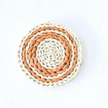 Imagem de HSYHKDSY Jogo americano redondo elíptico/quadrado de 11 a 60 cm com jacinto de água natural para mesa de jantar (18 cm laranja b)