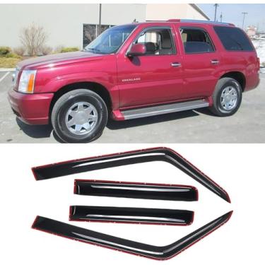 Imagem de VICOJETOR Defletor de vento de janela lateral original, conjunto de 4 peças de protetores de chuva com fita adesiva em canal, viseira de janela adequada para Chevy Tahoe 2015-2020, GMC Yukon, Cadillac