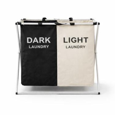 Imagem de Cesto De Roupa Suja Dobrável 2 Divisórias Organizador Grande - A Casa 
