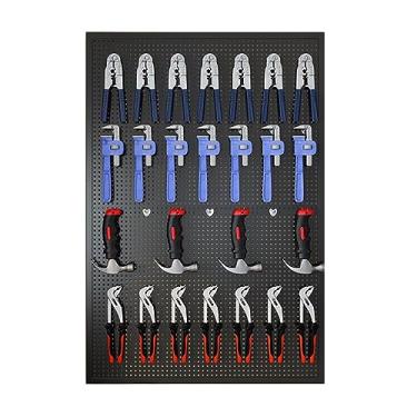Imagem de Painéis pretos de Pegboard - Prateleiras de exibição montadas na parede para artesanato, joias e armazenamento de ferramentas - Organizador versátil para garagem, cozinha, banheiro, escritório e