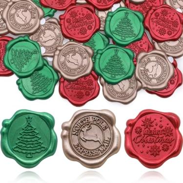 Imagem de SWANGSA 90Pcs Christmas Wax Seal Stickers, Christmas Party Invitation Envelope Seal Stickers Self Adhesive Wax Stickers for Invitation, Greeting Cards, Gift Wrapping