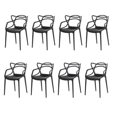 Imagem de Kit 8 Cadeiras Allegra Preta Sala Cozinha Jantar - WAW DESIGN