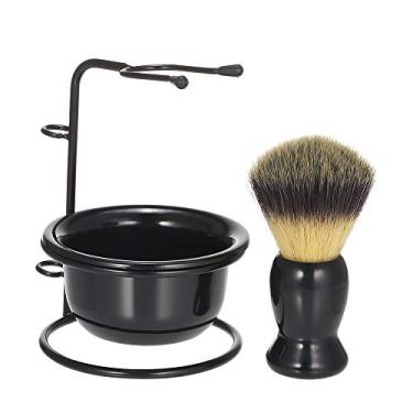 Imagem de Qudai Escova de barbear Stand & Bowl Set Suporte de escova de barbear de metal Tigela de sabão Caneca de plástico para homens Ferramentas de remoção de barba BD