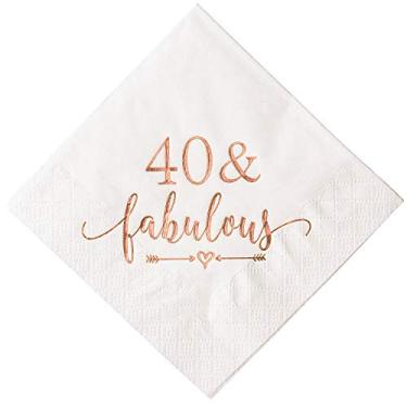 Imagem de Guardanapos femininos crocantes para aniversário de 40 anos, Rose Gold, 40Fabulous