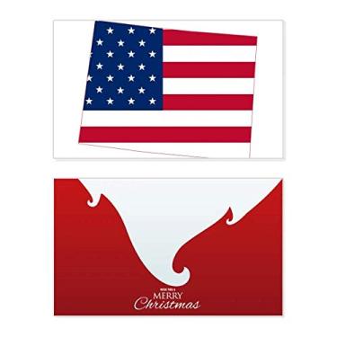 Imagem de Mapa da América do Colorado com estrelas listradas, bandeira, feriado, cartão de felicitações, mensagem de Natal