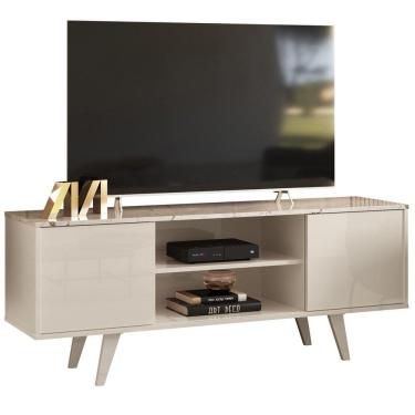 Imagem de Bancada Rack TV 55 Polegadas 136cm 3951 Calacata Off White Madetec