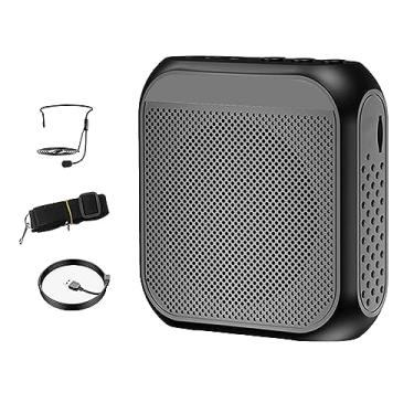 Imagem de Mini amplificador de voz, cartão SD com suporte para alto-falante megafone, amplificador de voz pessoal, mini alto-falante recarregável para jogos de, PRETO