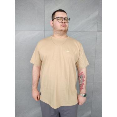 Imagem de Camiseta Masculina Plus Size Lisa Bege 100% Algodão - Warden, Bege, G3