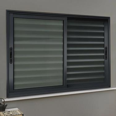 Imagem de Veneziana Elite 3 Folhas Moveis 120 X 150 Vidro Liso Preto