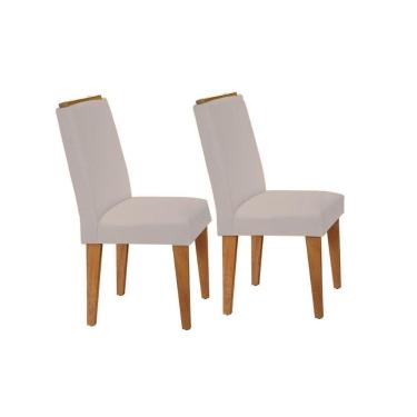 Imagem de Kit 2 Cadeiras Sala Jantar Lunara 2 Un Imbuia-capuccino-suede Creme - Rufato