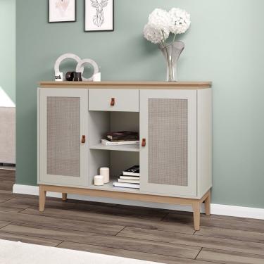 Imagem de Aparador 2 Portas 1 Gaveta Trama 119,4x94x38,5 Cm Mel / Off White
