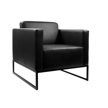 Imagem de Poltrona De Espera 1 Lugar Com Base Em Aço Tubular Quadrado Preto