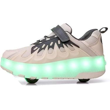 Imagem de Sapatos De Patins De Roda, Meninas Meninos Sapatos De Rolo Crianças Sapatos De Roda Sapatos De Tênis De Rolo Com Rodas Para Crianças, A, 33 EU