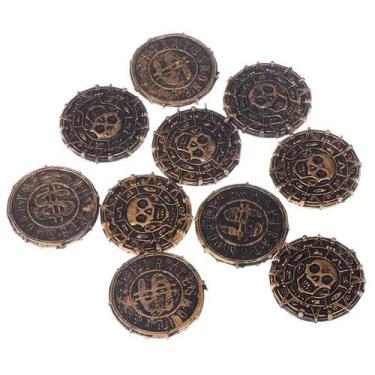Imagem de 10 Moedas de Tesouro Pirata  Plástico Adereço para Festas e Brincadeir