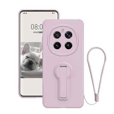 Imagem de Anlalish Capa compatível com Honor Magic 7, capa de silicone à prova de choque com cordão de pulso, capa de celular com proteção total da lente da câmera para Honor Magic 7 com suporte (roxo claro)