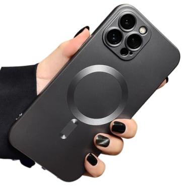 Imagem de Capa Case Fosca Emborrachada Anti-Impacto Compatível Com Carregamento Magnético Para iPhone 14 Pro (Grafite)