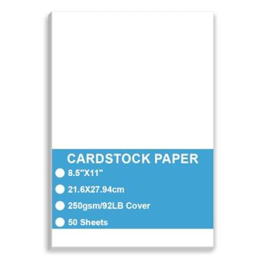 Imagem de Papel cartolina – Estoque branco brilhante pesado, capa de 42 kg (250 gsm), papel cartolina grosso, 21,6 x 28 cm, 50 folhas, compatível com impressora a jato de tinta/laser
