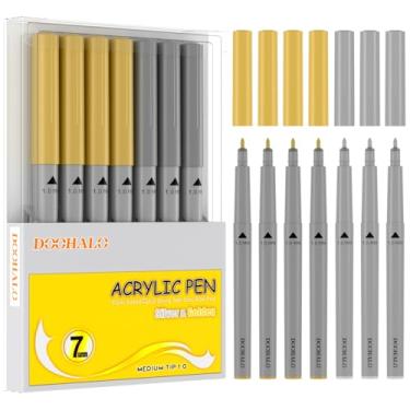 Imagem de DOOHALO Canetas de tinta acrílica de ouro branco compatíveis com Cricut4/3/2/1 Air Machine Caneta de gel de ponta média de 1,0 mm para pedras, tecido, vidro, madeira, metal, papel, plástico